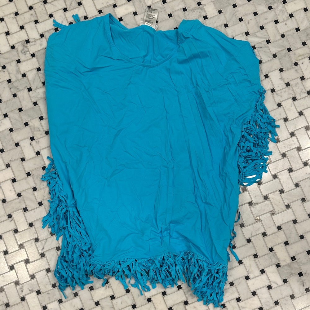 Coco Rave Blue Swim Coverup with Fringe